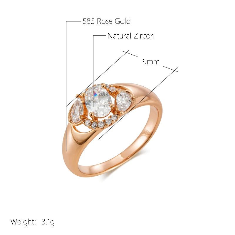 Elegant 585 Rose Gold Natural Zircon Cocktail Ring - Luxury Jewelry for Every Occasion with Free Shipping