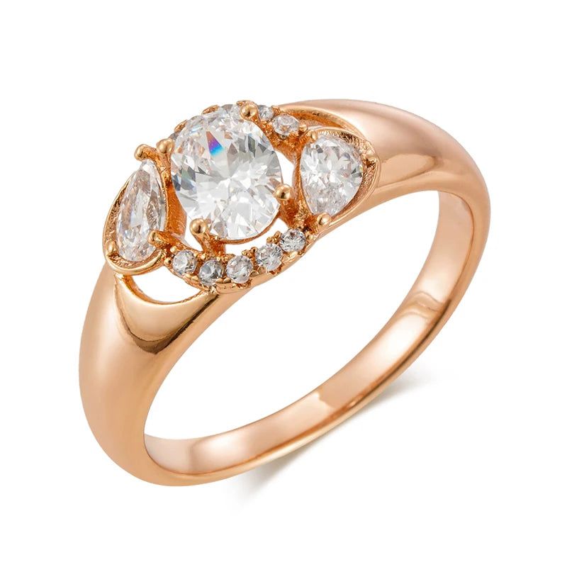 Elegant 585 Rose Gold Natural Zircon Cocktail Ring - Luxury Jewelry for Every Occasion with Free Shipping