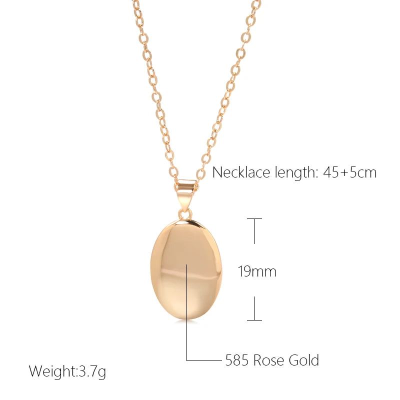 Elegant 585 Rose Gold Oval Pendant Necklace - High-Quality Fashion Jewelry