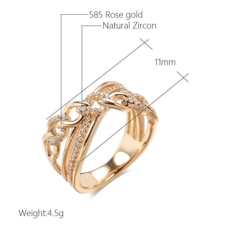 Elegant 585 Rose Gold Plated Natural Zircon Cross Cocktail Ring – Modern Fashion Jewelry