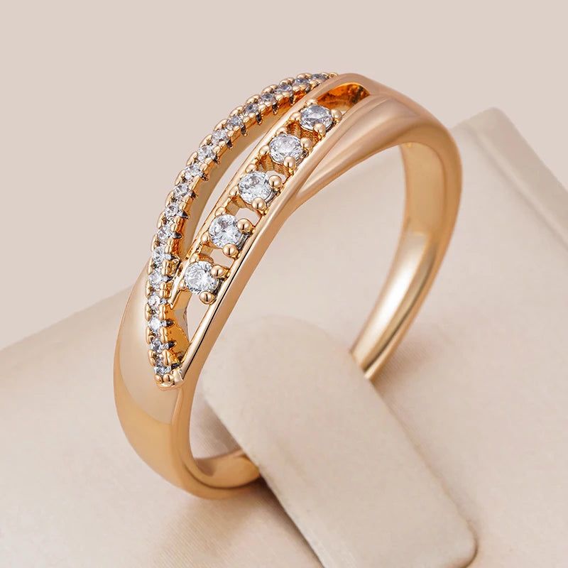 Elegant 585 Rose Gold Rings with Natural Zircon - Luxurious Vintage Jewelry