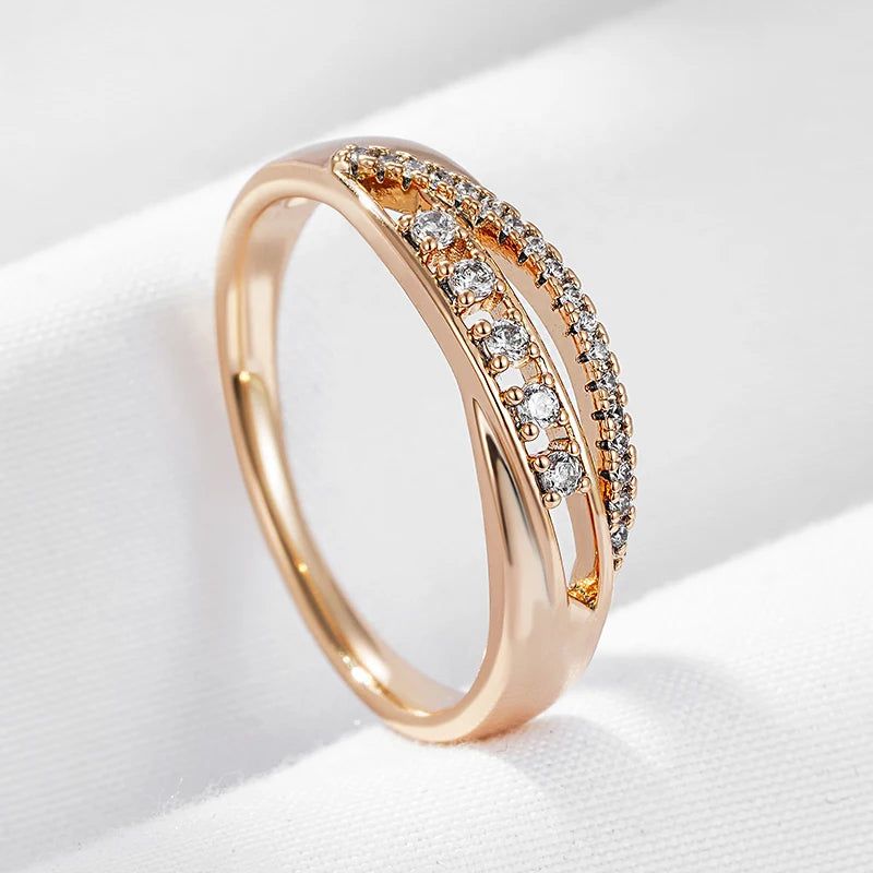 Elegant 585 Rose Gold Rings with Natural Zircon - Luxurious Vintage Jewelry