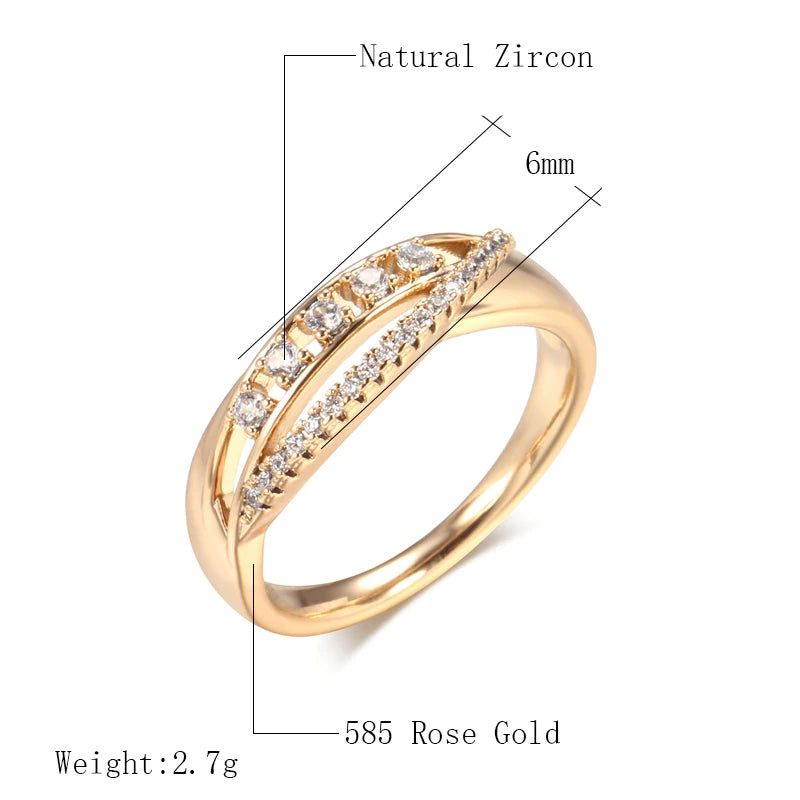 Elegant 585 Rose Gold Rings with Natural Zircon - Luxurious Vintage Jewelry