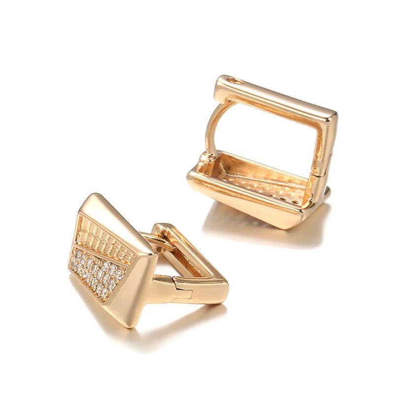 Elegant 585 Rose Gold Square Zircon Stud Earrings – High-Quality Fashion Jewelry