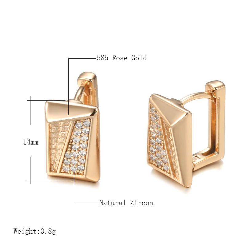 Elegant 585 Rose Gold Square Zircon Stud Earrings – High-Quality Fashion Jewelry