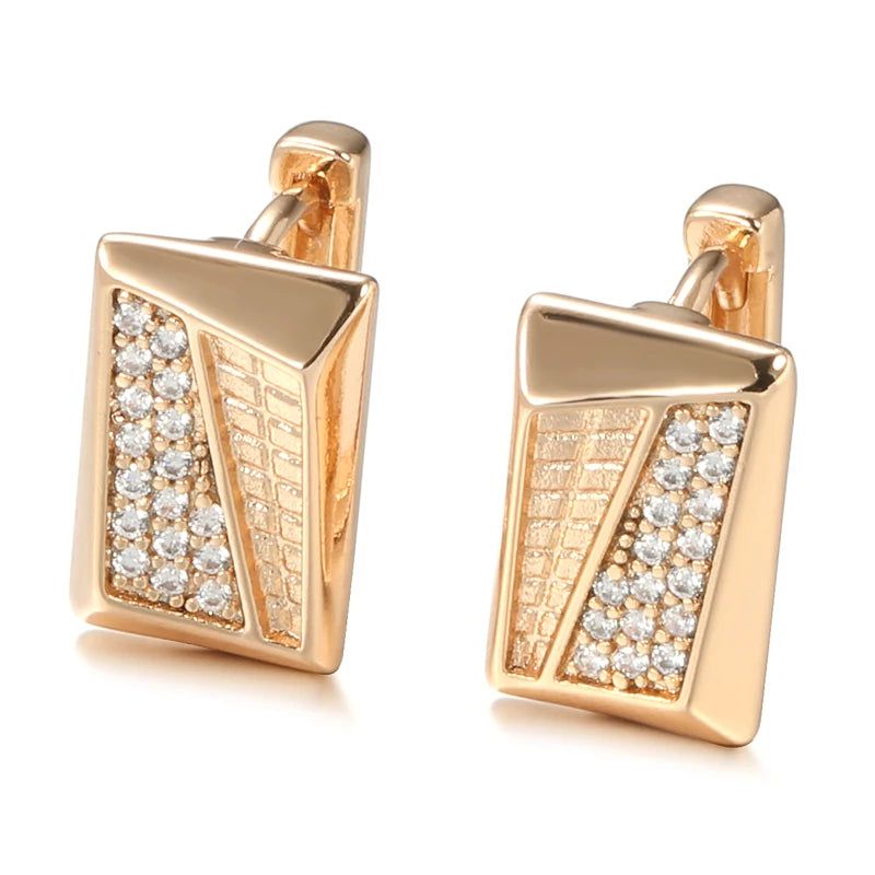 Elegant 585 Rose Gold Square Zircon Stud Earrings – High-Quality Fashion Jewelry