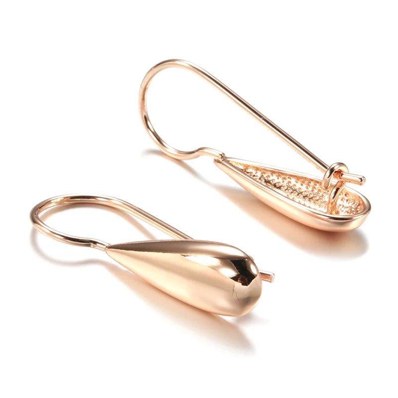 Elegant 585 Rose Gold Water Drop Dangle Earrings - High-Quality Fashion Jewelry