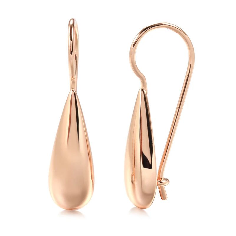 Elegant 585 Rose Gold Water Drop Dangle Earrings - High-Quality Fashion Jewelry