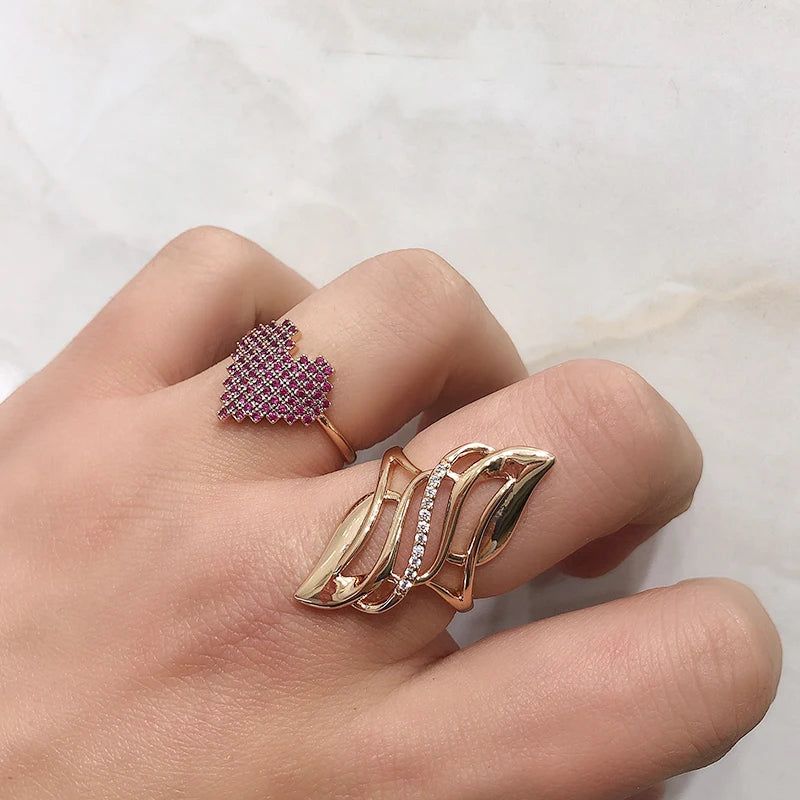 Elegant 585 Rose Gold Zircon Ring - Luxury Fashion Jewelry for Special Occasions