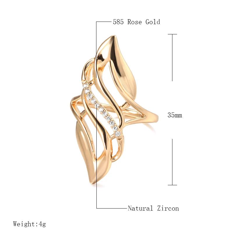 Elegant 585 Rose Gold Zircon Ring - Luxury Fashion Jewelry for Special Occasions