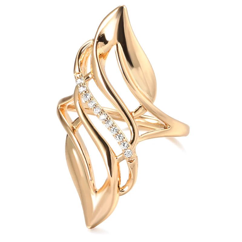 Elegant 585 Rose Gold Zircon Ring - Luxury Fashion Jewelry for Special Occasions