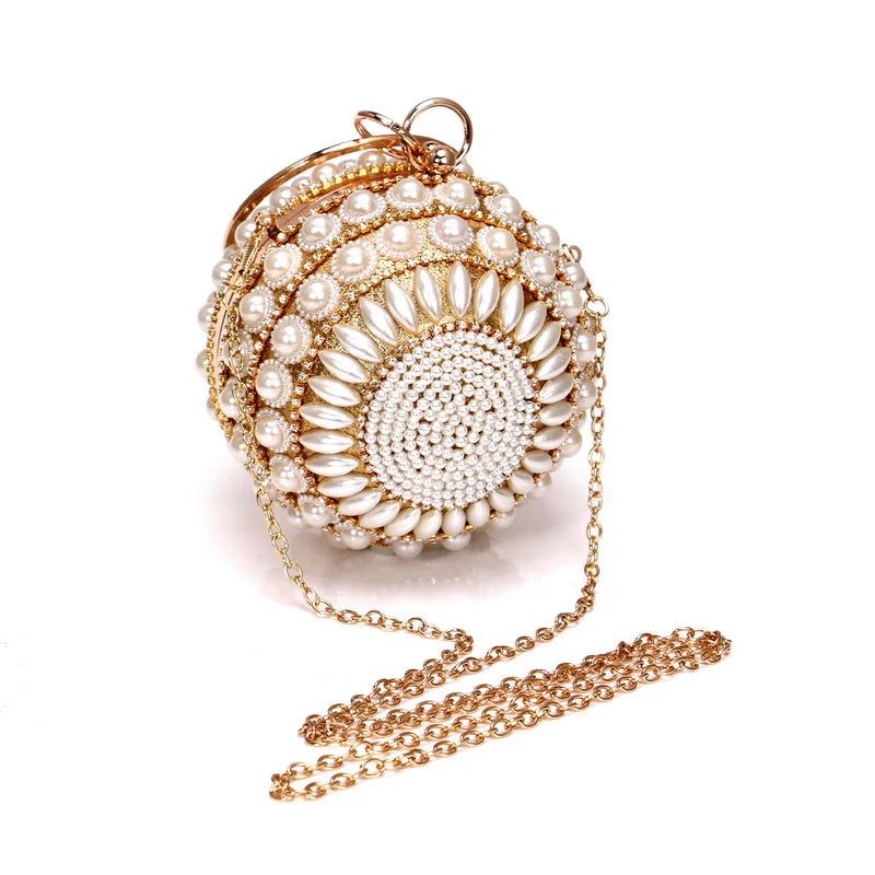 Elegant Ball-Shaped Crystal Tassel Handbag for Women - Versatile Evening Clutch and Shoulder Purse