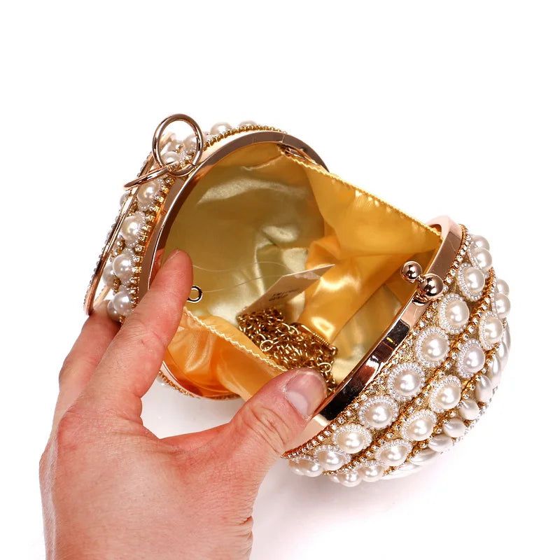 Elegant Ball-Shaped Crystal Tassel Handbag for Women - Versatile Evening Clutch and Shoulder Purse