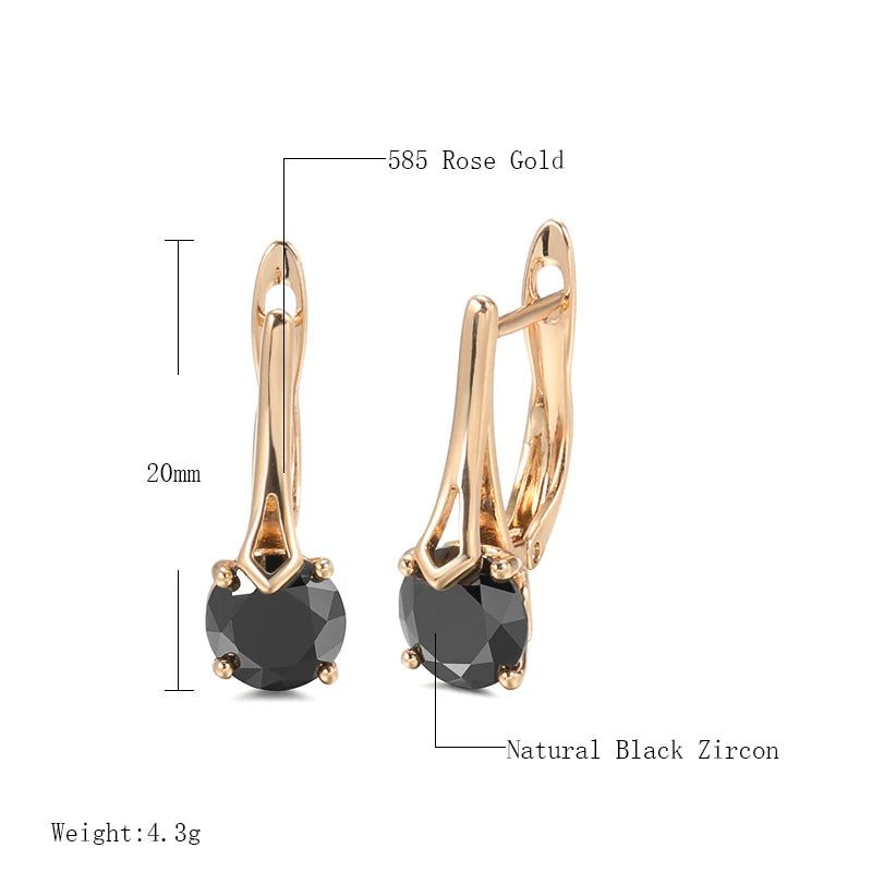 Elegant Black Zircon Clip-On Earrings in Trendy Rose Gold Finish