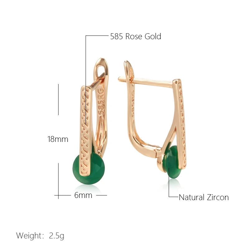 Elegant Emerald Cut Zircon Drop Earrings in 585 Rose Gold with Round Crystal Accents