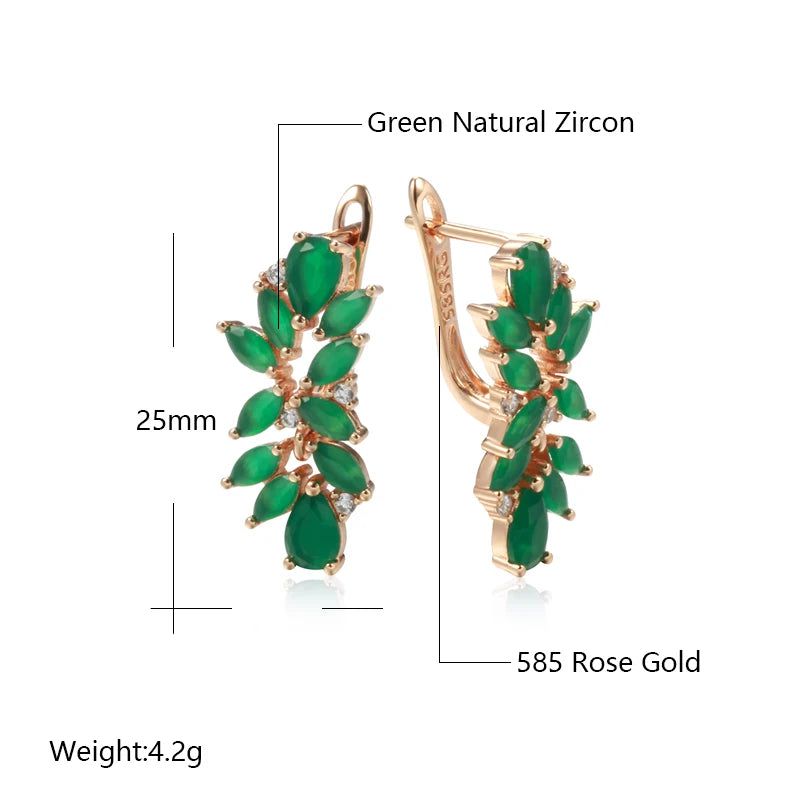 Elegant Emerald Cut Zircon Flower Drop Earrings in Luxurious 585 Rose Gold