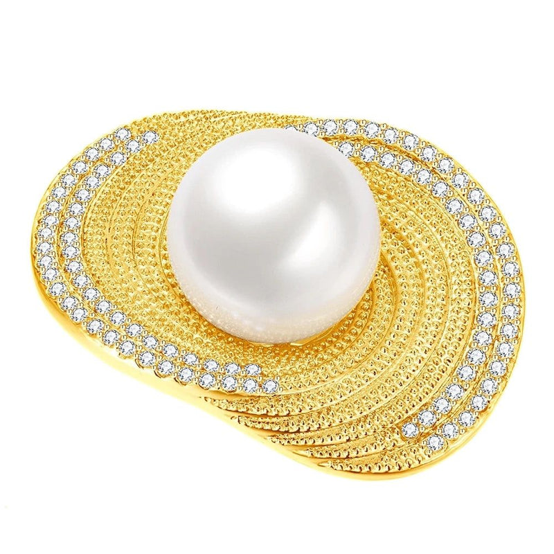 Elegant Floral Zirconia and Pearl Brooch for Coats, Suits, and Accessories