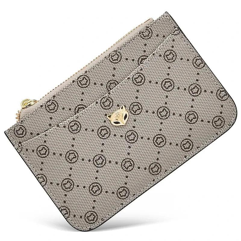 Elegant Foxer Mini Card Holder Wallet for Women - Stylish PVC Coin Purse with Embossed Design and Versatile Storage