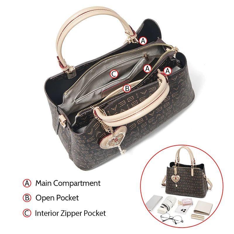 Elegant Foxer PVC Leather Large Capacity Handbag for Women - Stylish Tote and Crossbody Bag