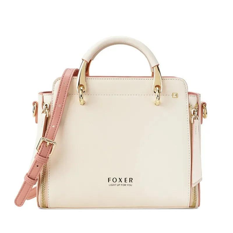 Elegant Foxer Split Leather Handbag for Women – Chic Tote and Crossbody Bag with Large Capacity and Stylish Design