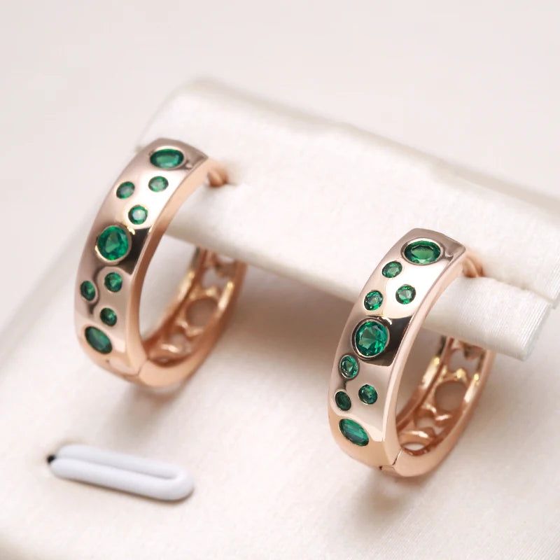 Elegant Geometric Green Zircon Rose Gold Drop Earrings - Unique Fashion Accessories