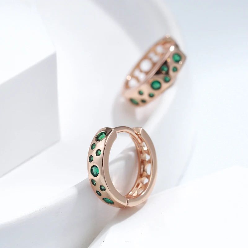 Elegant Geometric Green Zircon Rose Gold Drop Earrings - Unique Fashion Accessories