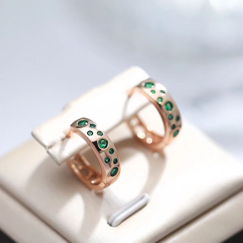 Elegant Geometric Green Zircon Rose Gold Drop Earrings - Unique Fashion Accessories