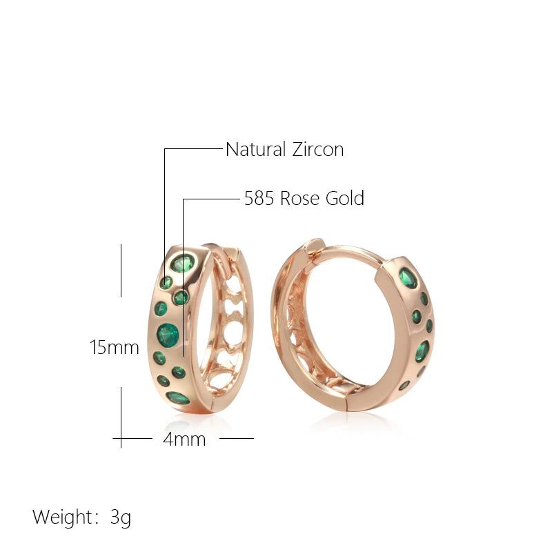 Elegant Geometric Green Zircon Rose Gold Drop Earrings - Unique Fashion Accessories