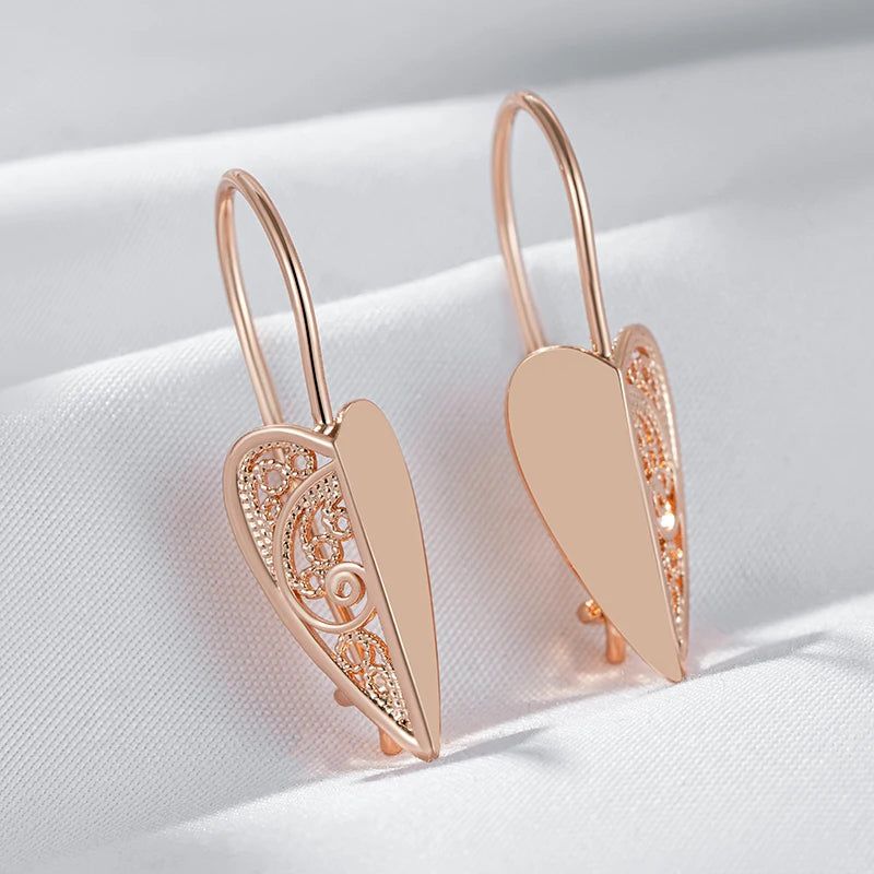 Elegant Geometric Hollow Floral Rose Gold Long Drop Earrings for Fashion-Forward Women