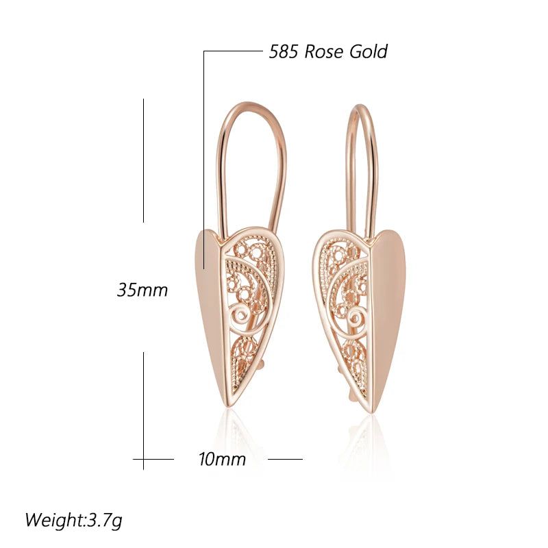 Elegant Geometric Hollow Floral Rose Gold Long Drop Earrings for Fashion-Forward Women