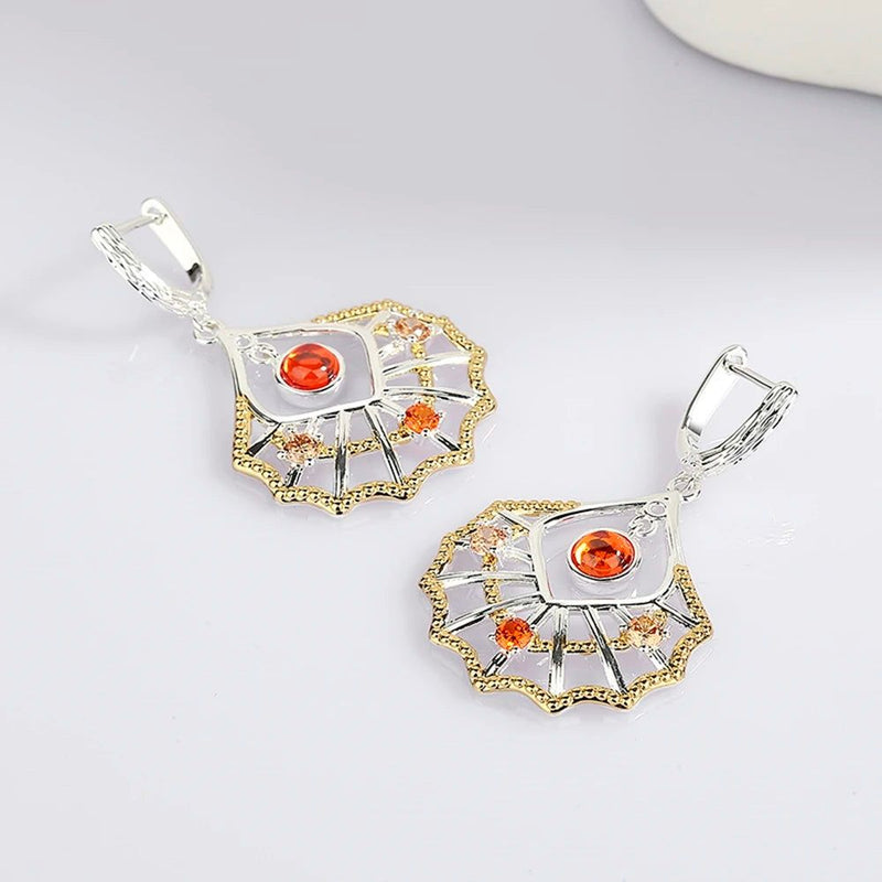 Elegant Gold and Silver Plated Dangle Earrings with Zircon Charm