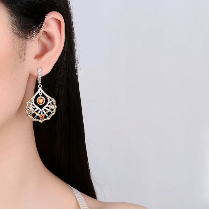 Elegant Gold and Silver Plated Dangle Earrings with Zircon Charm