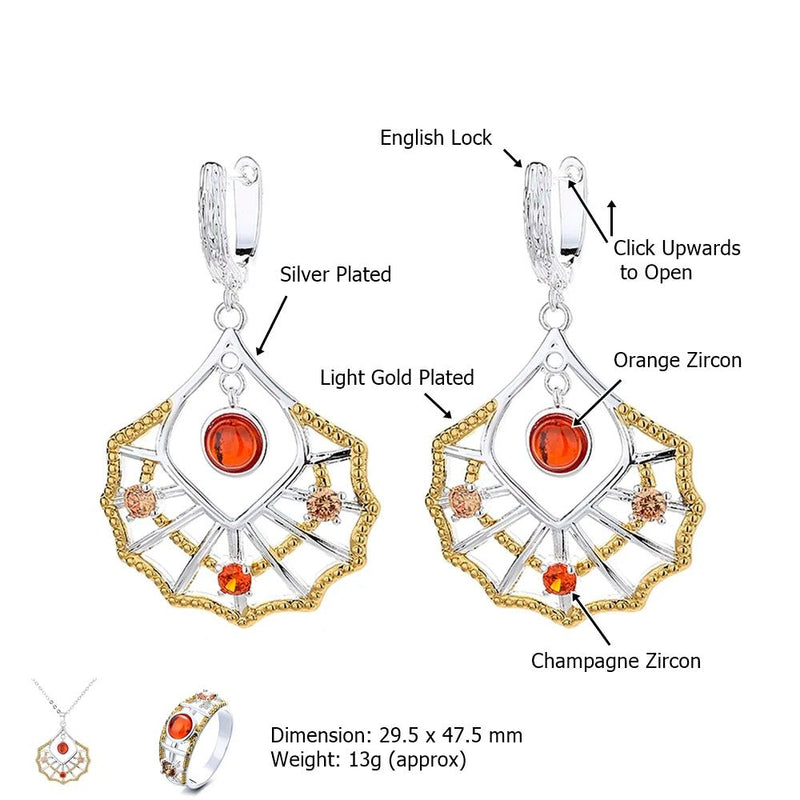 Elegant Gold and Silver Plated Dangle Earrings with Zircon Charm