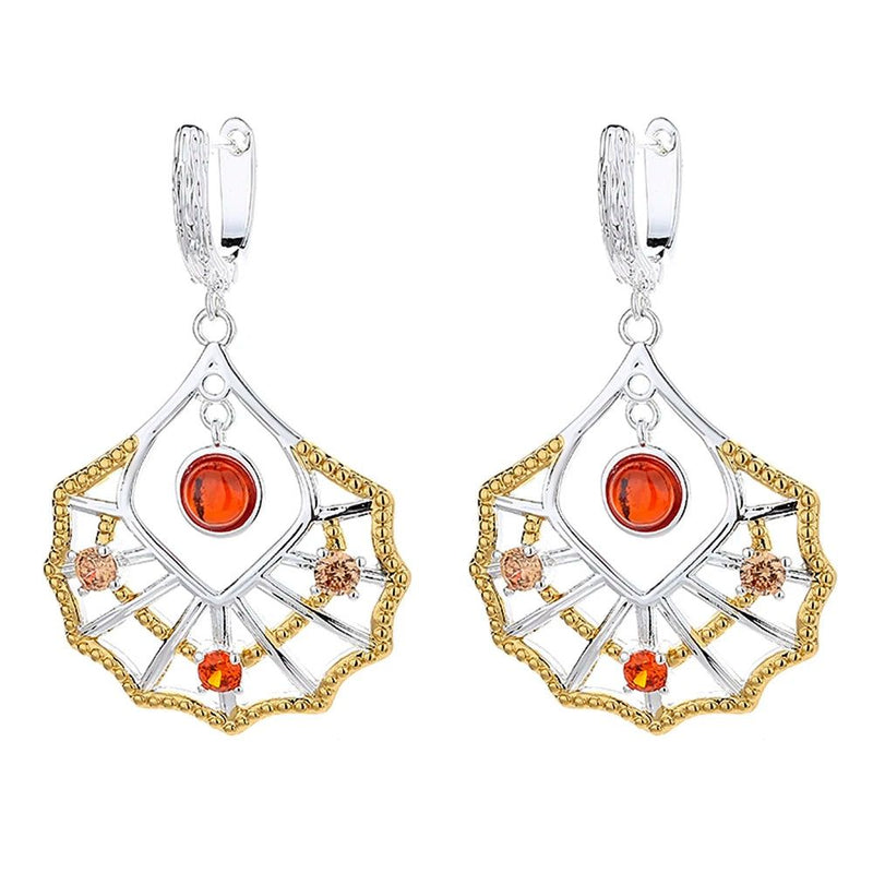 Elegant Gold and Silver Plated Dangle Earrings with Zircon Charm