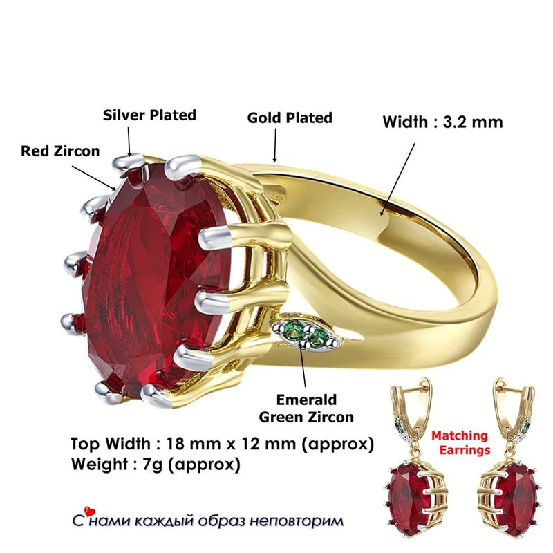 Elegant Red Zircon Crown Solitaire Ring for Women - Dazzling Neo-Gothic Jewelry