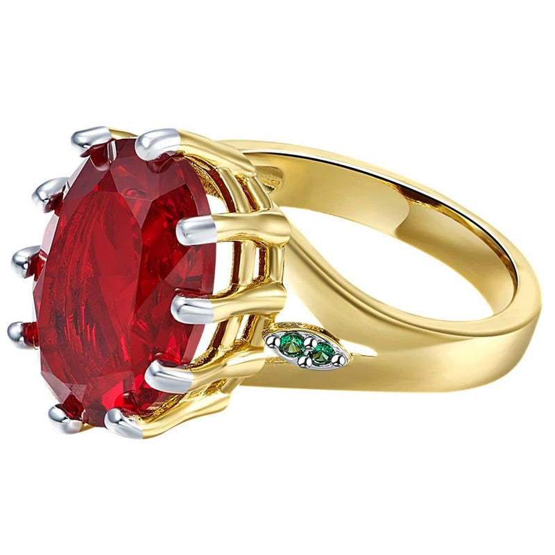 Elegant Red Zircon Crown Solitaire Ring for Women - Dazzling Neo-Gothic Jewelry