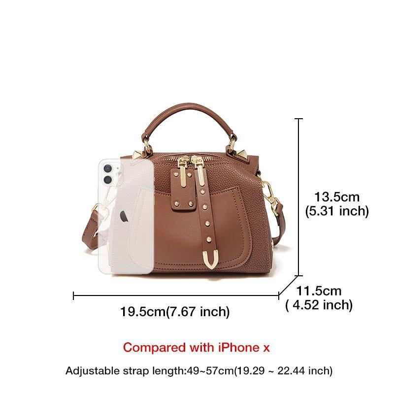 Elegant Retro Split Leather Messenger Bag for Women - High-Quality Crossbody Handbag Gift for Mom