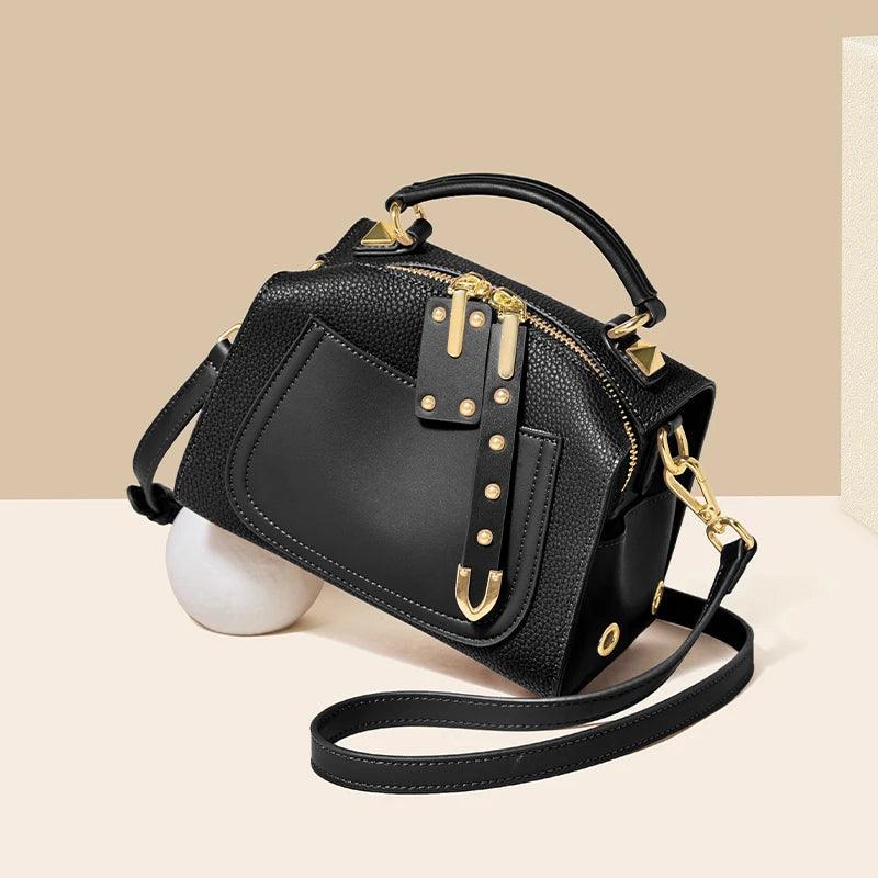 Elegant Retro Split Leather Messenger Bag for Women - High-Quality Crossbody Handbag Gift for Mom