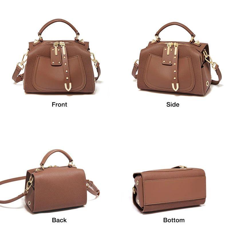 Elegant Retro Split Leather Messenger Bag for Women - High-Quality Crossbody Handbag Gift for Mom