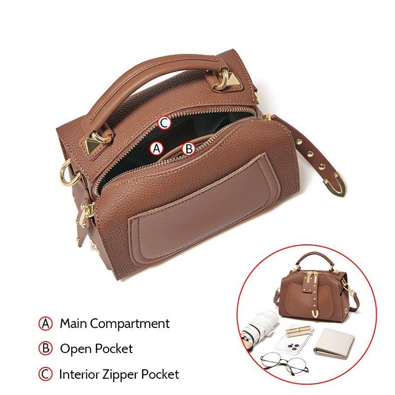 Elegant Retro Split Leather Messenger Bag for Women - High-Quality Crossbody Handbag Gift for Mom