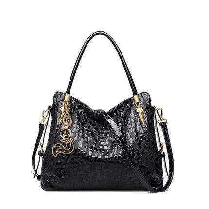 Elegant Sequin Cowhide Tote Bag for Women - Large Capacity Genuine Leather Handbag with Versatile Shoulder Straps