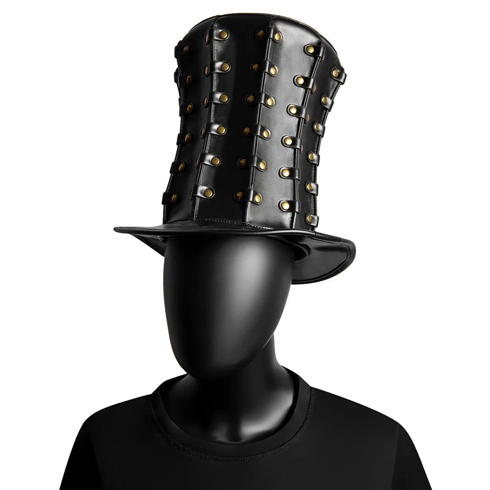 Elegant Steampunk Black Top Hat with Rivets for Women and Men - Gothic Costume Accessory for Drama and Anime