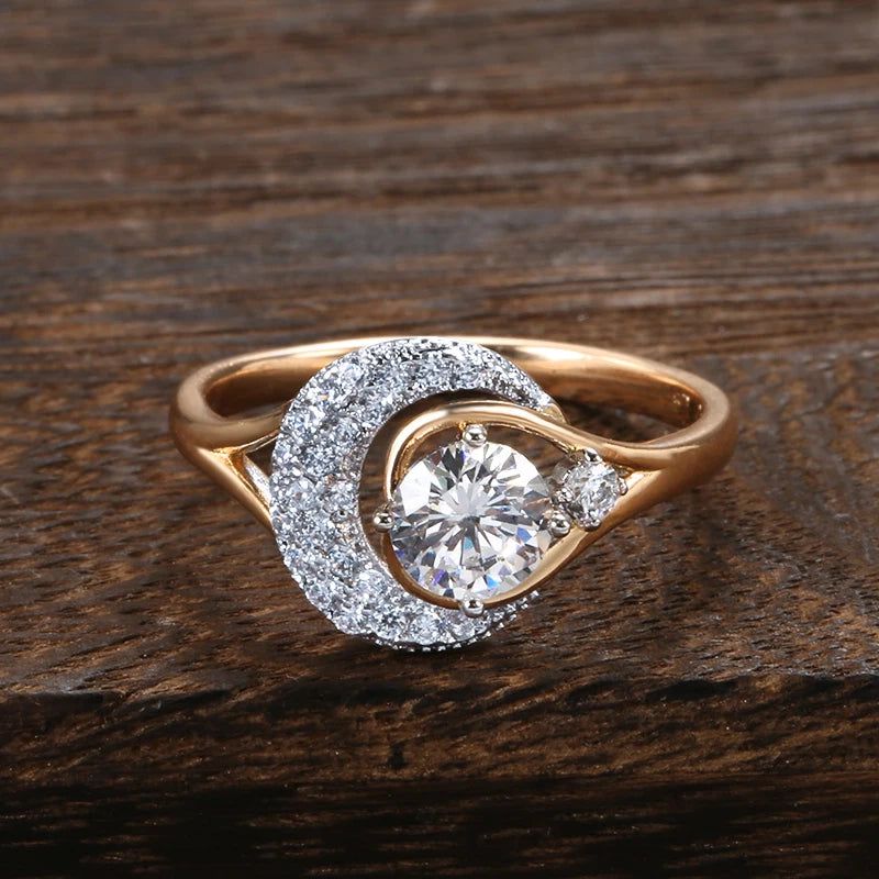 Elegant Zircon Cocktail Ring in 585 Rose Gold