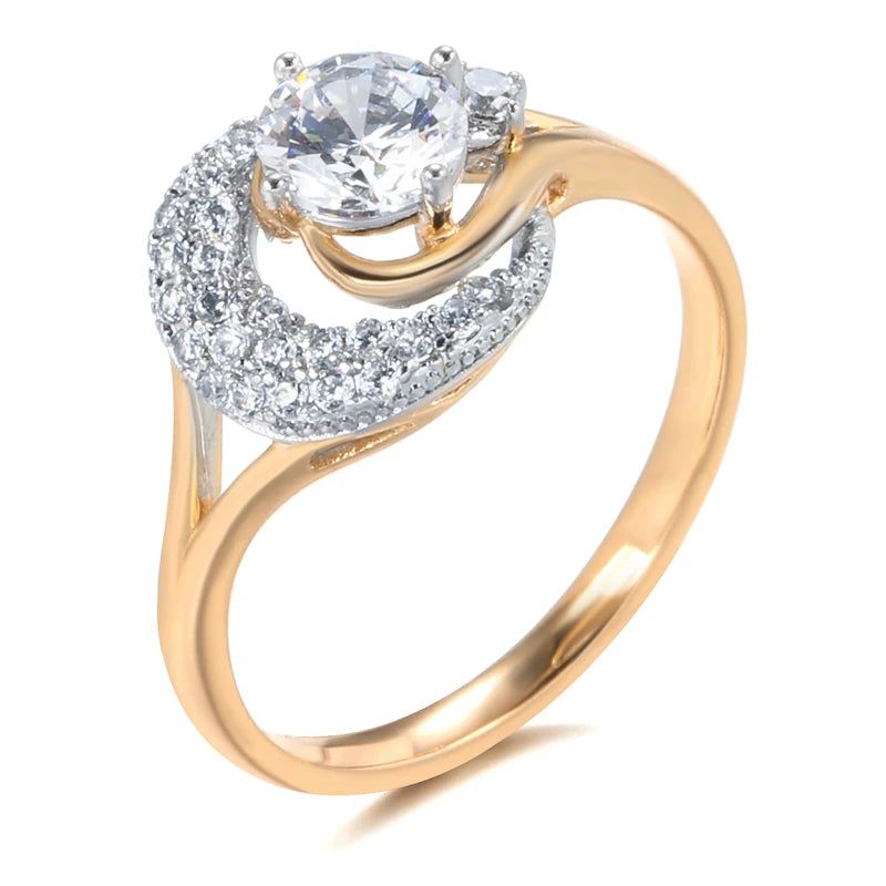 Elegant Zircon Cocktail Ring in 585 Rose Gold