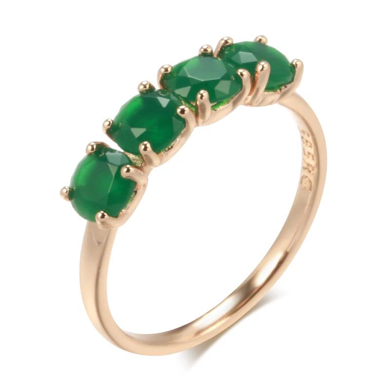 Emerald Round Cut Zircon Cocktail Ring in Luxurious 585 Rose Gold for Valentine's Day