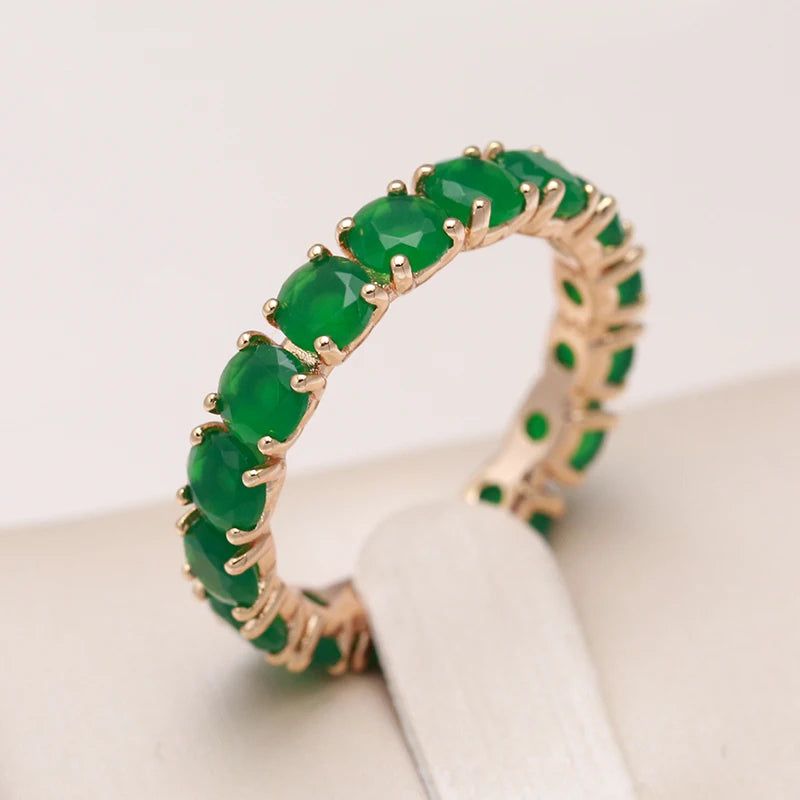 Emerald Round Cut Zircon Promise Ring in Luxury Rose Gold for Valentine's Day