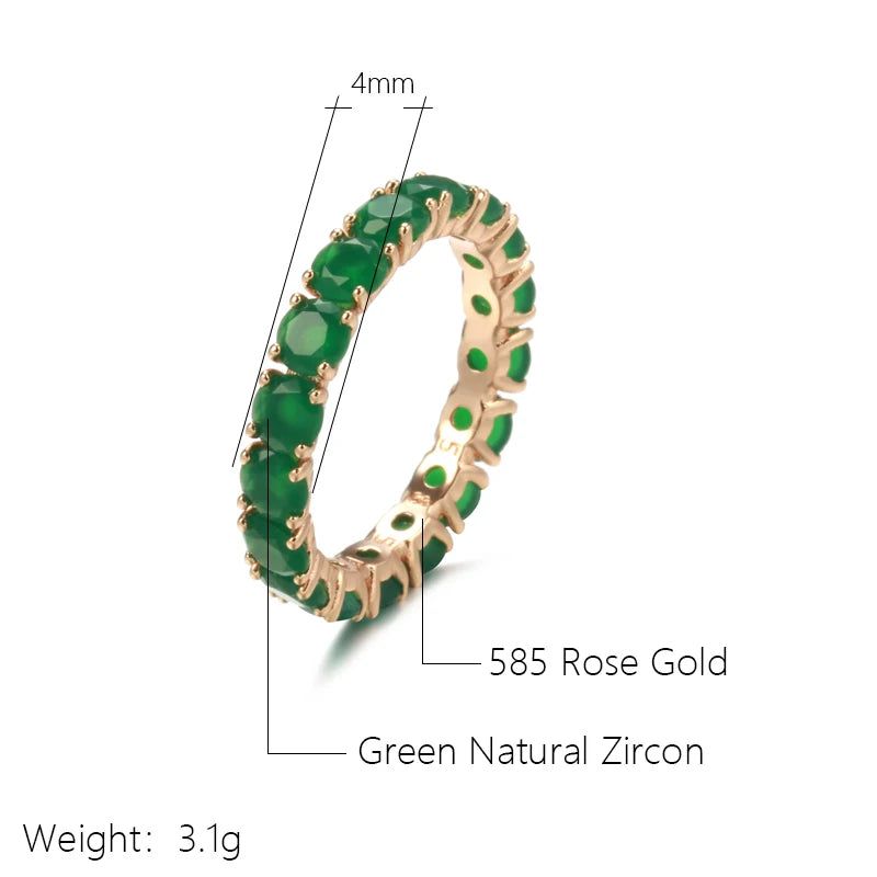 Emerald Round Cut Zircon Promise Ring in Luxury Rose Gold for Valentine's Day