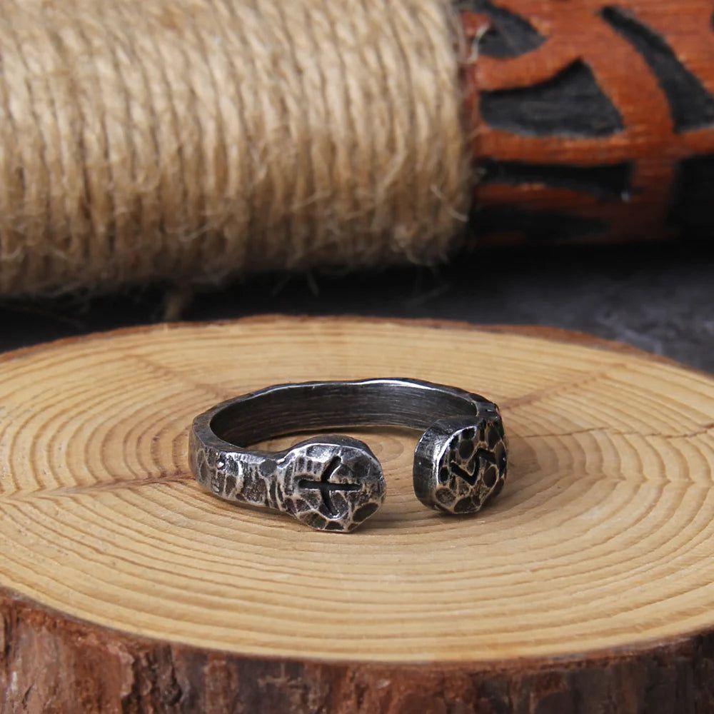 Eternal Viking Rune Stainless Steel Ring - Stylish Amulet Gift with Wooden Box