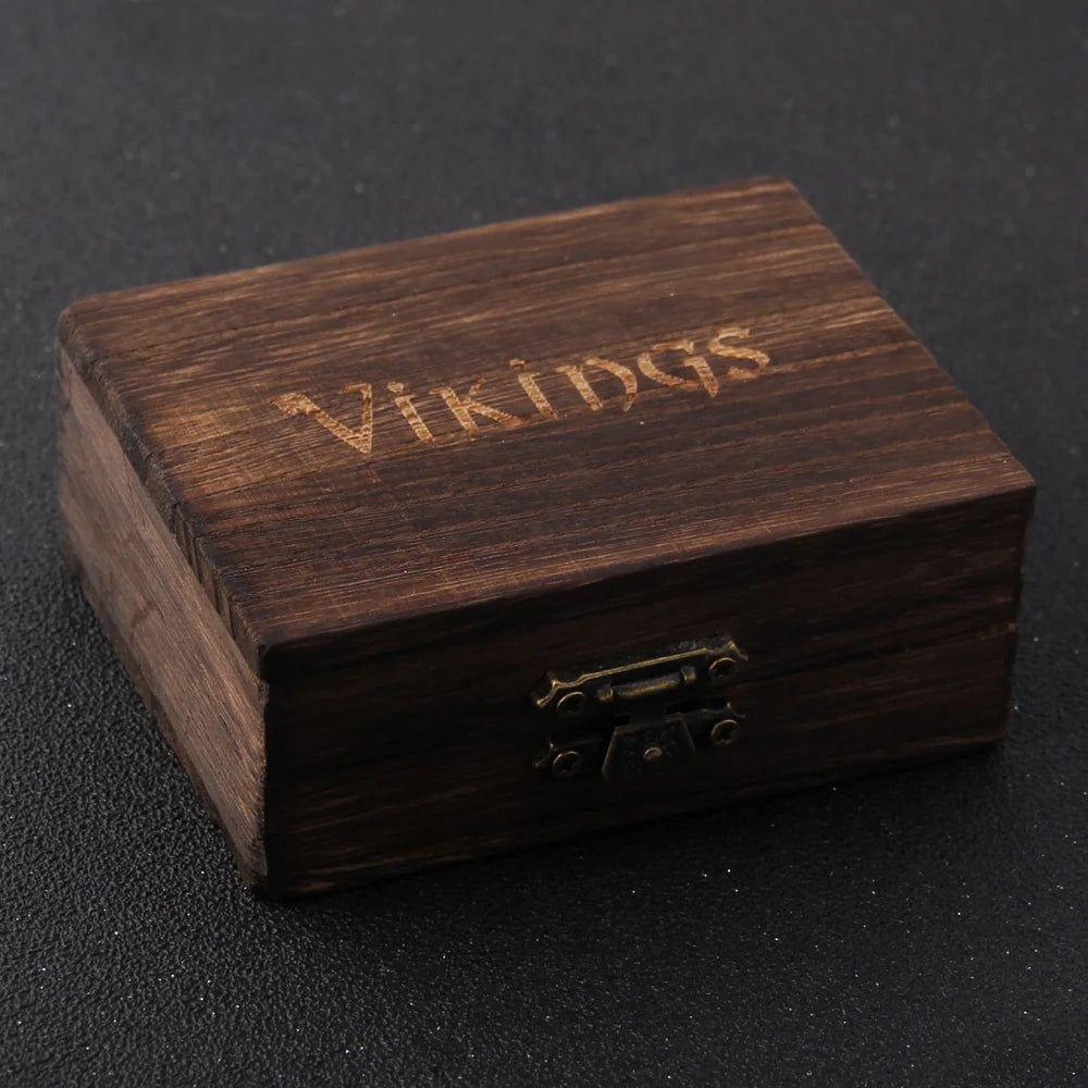 Eternal Viking Rune Stainless Steel Ring - Stylish Amulet Jewelry with Wooden Gift Box