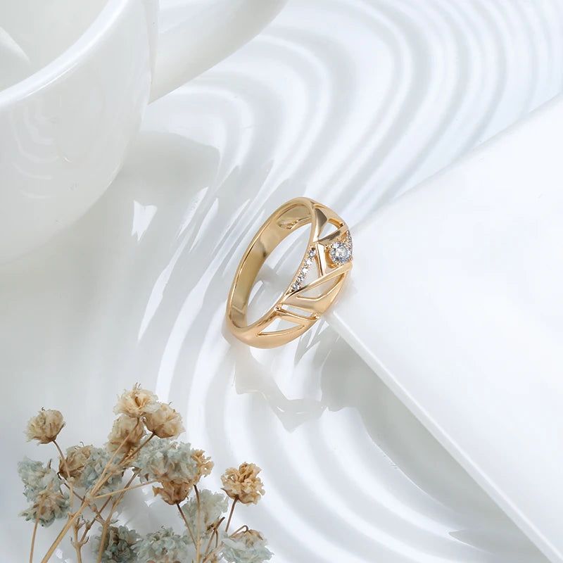 Eternal Vintage 585 Rose Gold Natural Zircon Ring - Timeless Fashion Jewelry